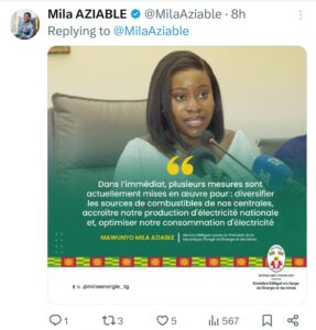 Communiqué de presse de Mia Aziable publié sur Twitter - Togo